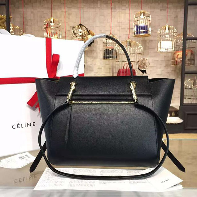 Celine Belt Top Handle Mini Bag Grained Calfskin Leather Pre-Fall Winter 2016 Collection Black