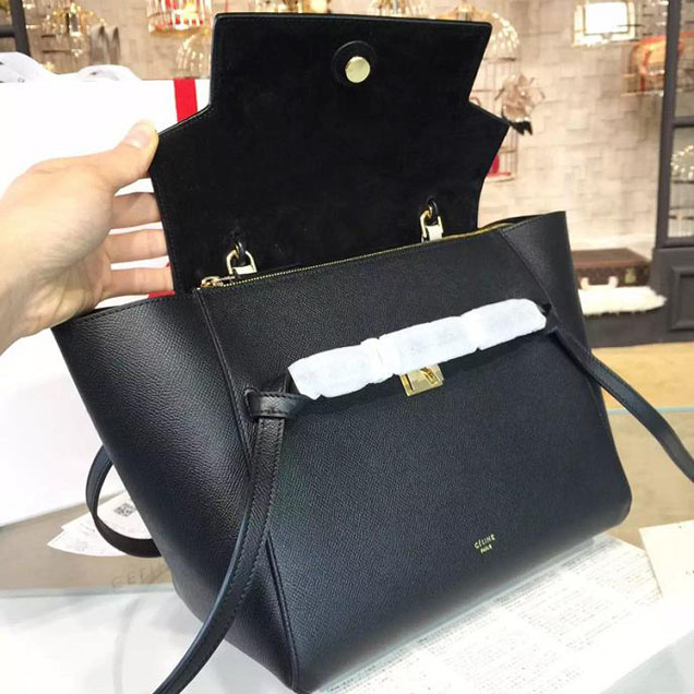 Celine Belt Top Handle Mini Bag Grained Calfskin Leather Pre-Fall Winter 2016 Collection Black