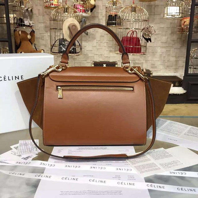 Celine Trapeze Top Handle Small Bag Smooth Calfskin with Suede Leather Pre-Fall Winter 2016 Collection Tan