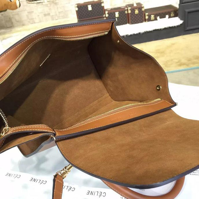 Celine Trapeze Top Handle Small Bag Smooth Calfskin with Suede Leather Pre-Fall Winter 2016 Collection Tan