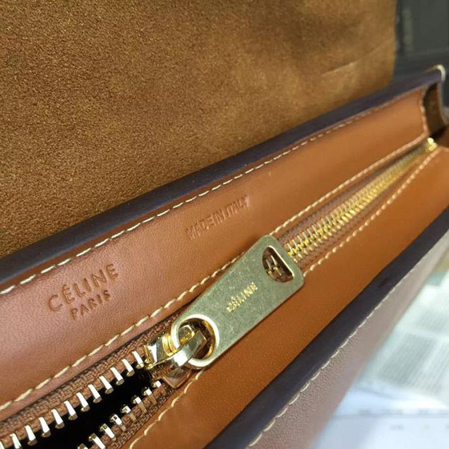 Celine Trapeze Top Handle Small Bag Smooth Calfskin with Suede Leather Pre-Fall Winter 2016 Collection Tan