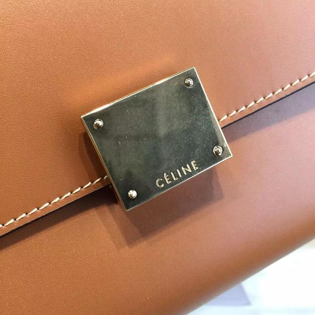 Celine Trapeze Top Handle Medium Bag Smooth Calfskin with Suede Leather Pre-Fall Winter 2016 Collection Tan