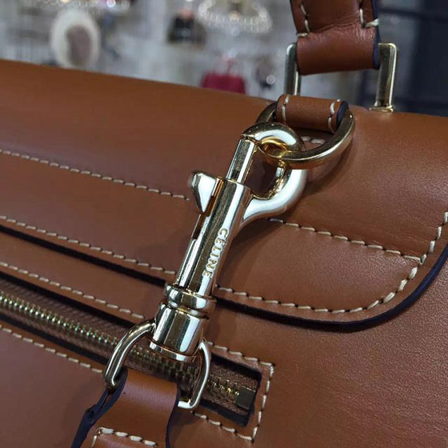 Celine Trapeze Top Handle Medium Bag Smooth Calfskin with Suede Leather Pre-Fall Winter 2016 Collection Tan