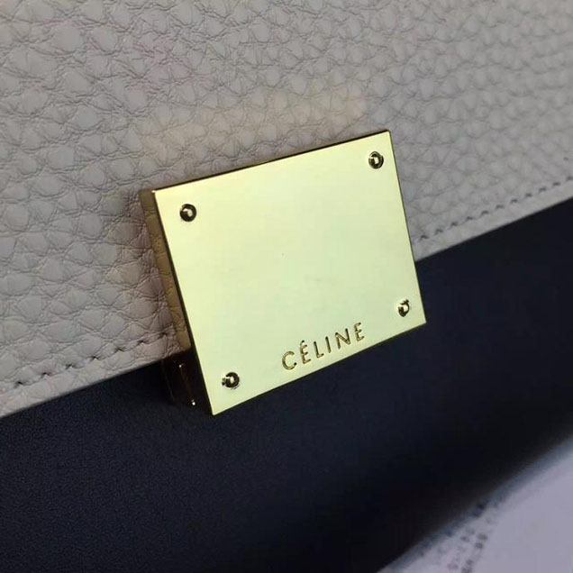 Celine Trapeze Top Handle Small Bag Grained Calfskin with Suede Leather Pre-Fall Winter 2016 Collection White Black Blue