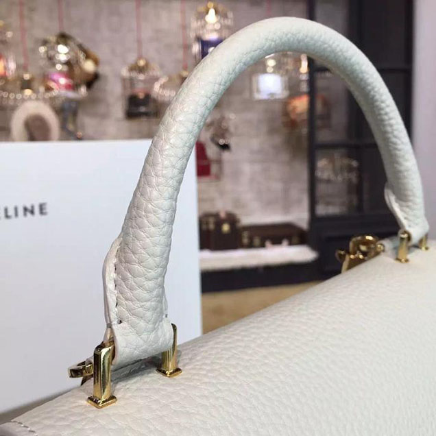 Celine Trapeze Top Handle Small Bag Grained Calfskin with Suede Leather Pre-Fall Winter 2016 Collection White Black Blue