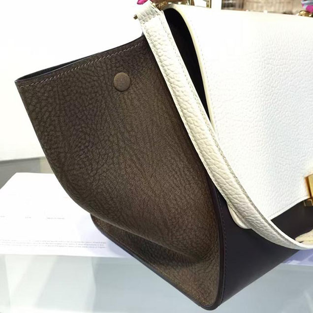Celine Trapeze Top Handle Small Bag Grained Calfskin with Suede Leather Pre-Fall Winter 2016 Collection White Black Brown