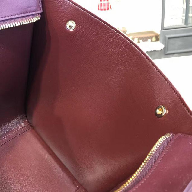Celine Trapeze Top Handle Small Bag Grained Calfskin with Suede Leather Pre-Fall Winter 2016 Collection White Burgundy Rust