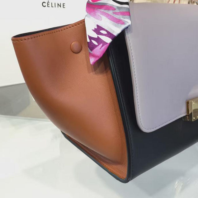 Celine Trapeze Top Handle Small Bag Smooth Calfskin with Suede Leather Pre-Fall Winter 2016 Collection Sand Rust Black
