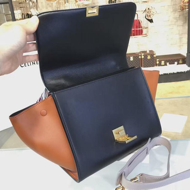 Celine Trapeze Top Handle Small Bag Smooth Calfskin with Suede Leather Pre-Fall Winter 2016 Collection Sand Rust Black