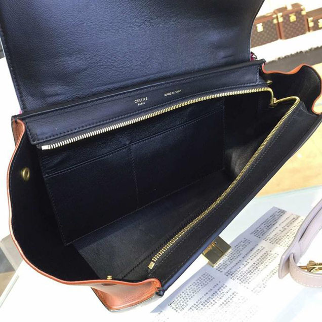 Celine Trapeze Top Handle Small Bag Smooth Calfskin with Suede Leather Pre-Fall Winter 2016 Collection Sand Rust Black