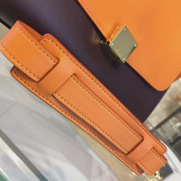 Celine Trapeze Top Handle Small Bag Smooth Calfskin with Suede Leather Pre-Fall Winter 2016 Collection Orange Burgundy