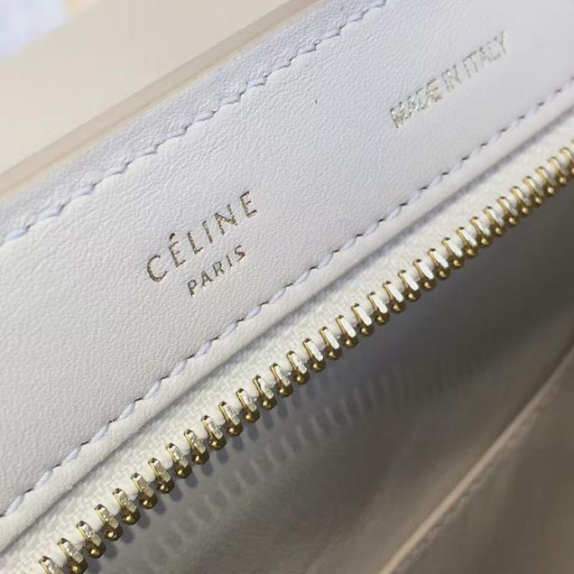 Celine Trapeze Top Handle Small Bag Grained Calfskin with Suede Leather Pre-Fall Winter 2016 Collection White Beige Off White