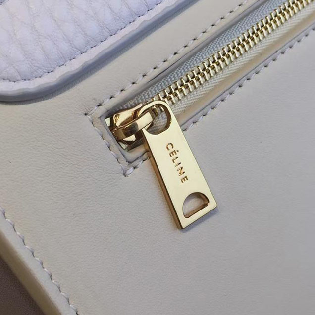Celine Trapeze Top Handle Small Bag Grained Calfskin with Suede Leather Pre-Fall Winter 2016 Collection White Beige Off White