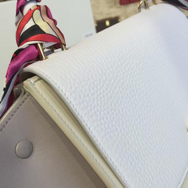 Celine Trapeze Top Handle Small Bag Grained Calfskin with Suede Leather Pre-Fall Winter 2016 Collection White Beige Off White