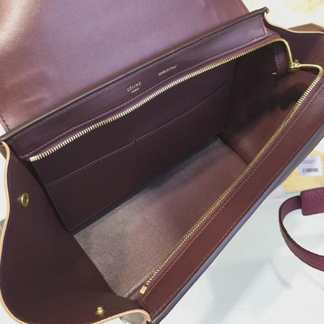 Celine Trapeze Top Handle Small Bag Grained Calfskin with Suede Leather Pre-Fall Winter 2016 Collection Berry Burgundy Light Pink