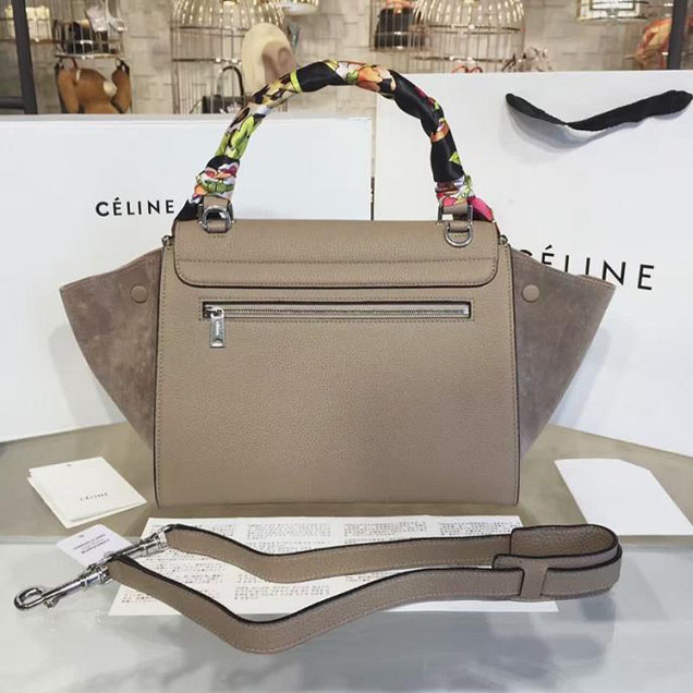 Celine Trapeze Top Handle Small Bag Grained Calfskin with Suede Leather Pre-Fall Winter 2016 Collection Beige