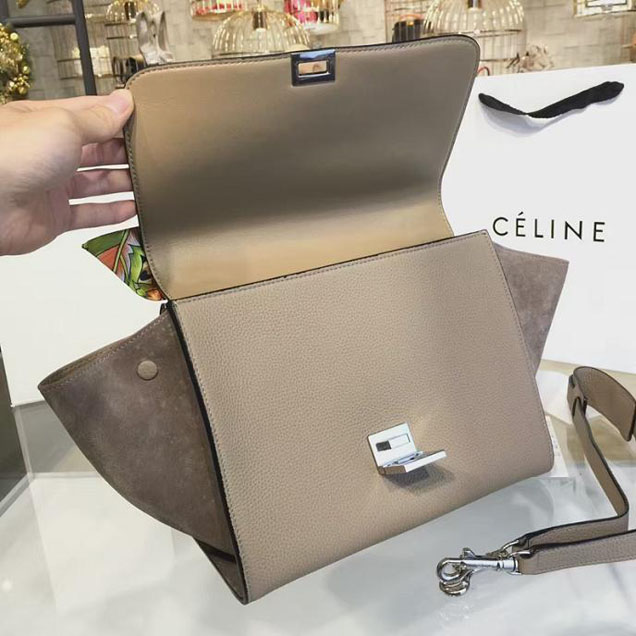 Celine Trapeze Top Handle Small Bag Grained Calfskin with Suede Leather Pre-Fall Winter 2016 Collection Beige
