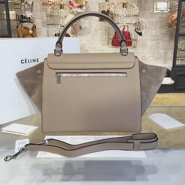 Celine Trapeze Top Handle Medium Bag Grained Calfskin with Suede Leather Pre-Fall Winter 2016 Collection Beige