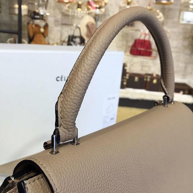 Celine Trapeze Top Handle Medium Bag Grained Calfskin with Suede Leather Pre-Fall Winter 2016 Collection Beige