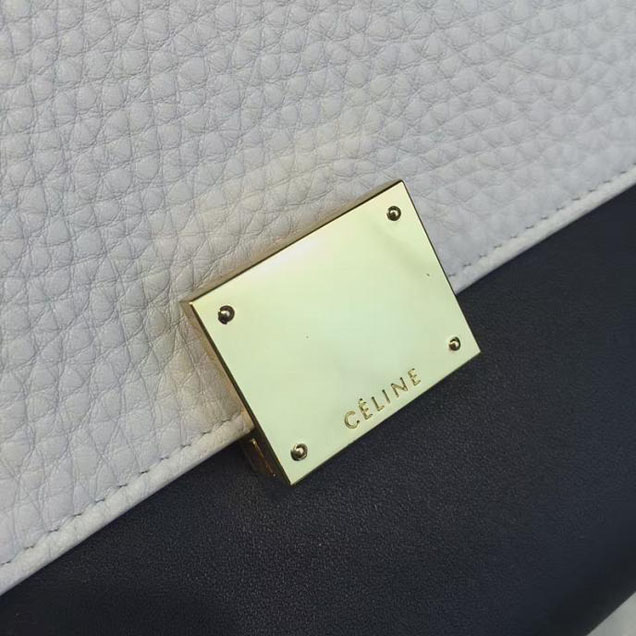 Celine Trapeze Top Handle Small Bag Grained Calfskin with Suede Leather Pre-Fall Winter 2016 Collection White Black Blue