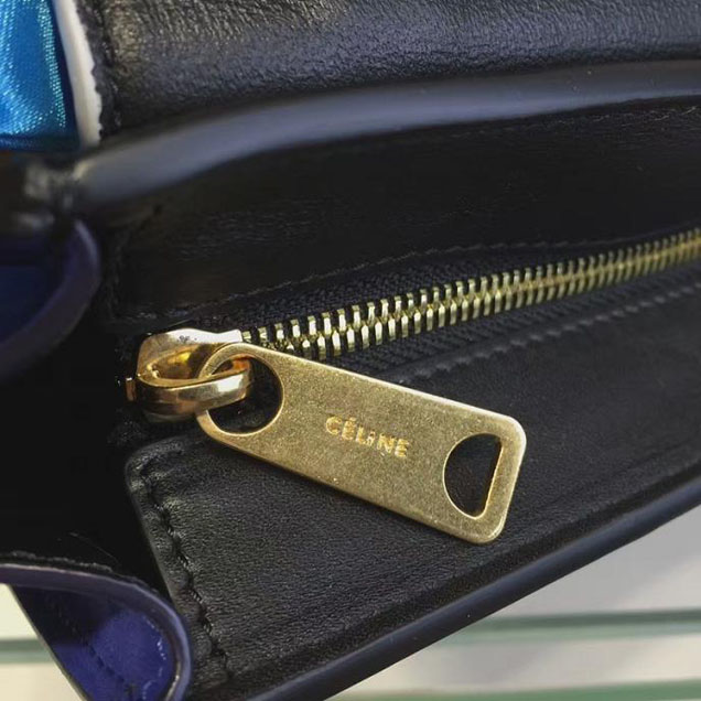 Celine Trapeze Top Handle Small Bag Grained Calfskin with Suede Leather Pre-Fall Winter 2016 Collection White Black Blue