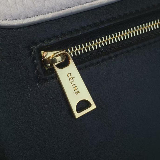 Celine Trapeze Top Handle Medium Bag Grained Calfskin with Suede Leather Pre-Fall Winter 2016 Collection White Black Blue