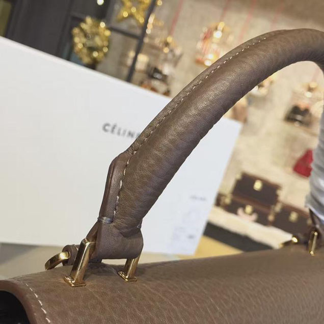 Celine Trapeze Top Handle Small Bag Grained Calfskin with Suede Leather Pre-Fall Winter 2016 Collection Brown Black Red