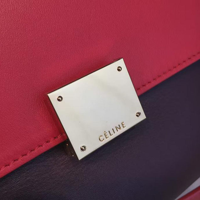 Celine Trapeze Top Handle Small Bag Smooth Calfskin with Suede Leather Pre-Fall Winter 2016 Collection Red Burgundy