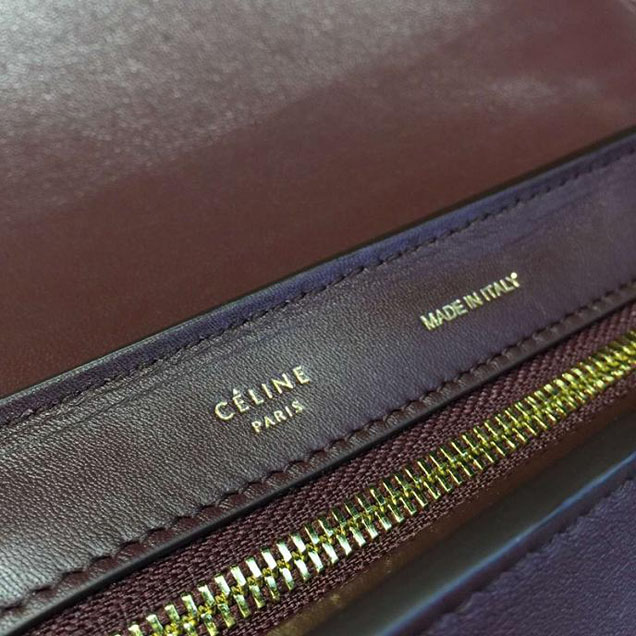 Celine Trapeze Top Handle Medium Bag Smooth Calfskin with Suede Leather Pre-Fall Winter 2016 Collection Red Burgundy
