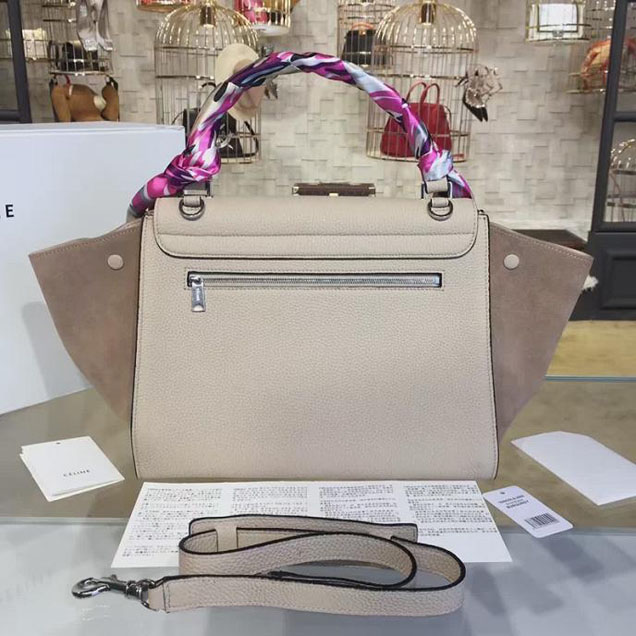 Celine Trapeze Top Handle Small Bag Grained Calfskin with Suede Leather Pre-Fall Winter 2016 Collection Beige