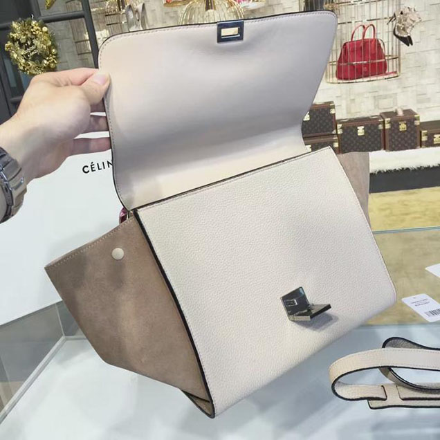Celine Trapeze Top Handle Small Bag Grained Calfskin with Suede Leather Pre-Fall Winter 2016 Collection Beige