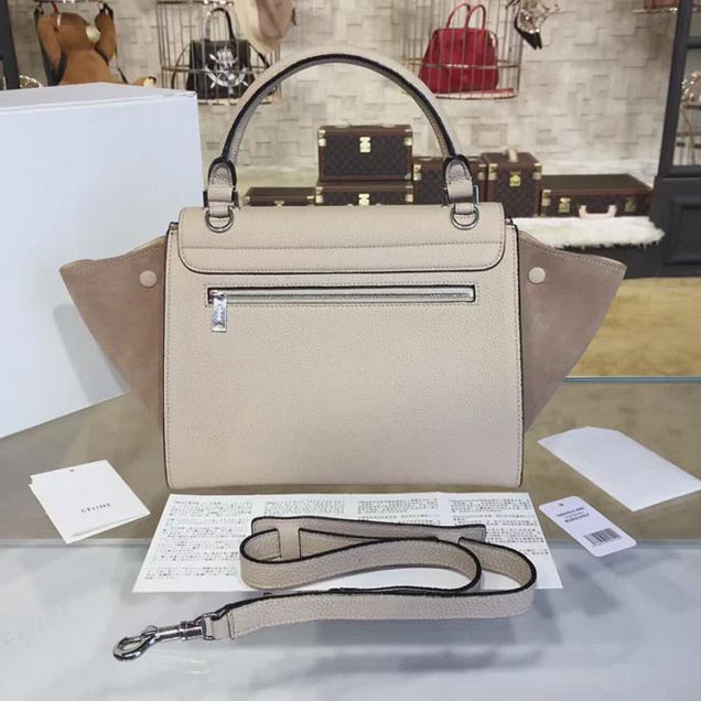 Celine Trapeze Top Handle Medium Bag Grained Calfskin with Suede Leather Pre-Fall Winter 2016 Collection Beige