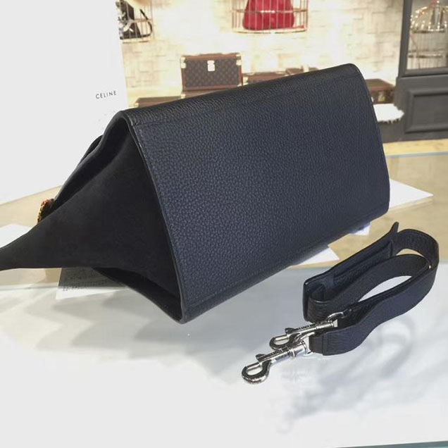 Celine Trapeze Top Handle Small Bag Grained Calfskin with Suede Leather Pre-Fall Winter 2016 Collection Black
