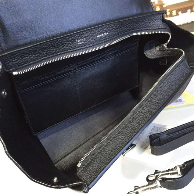Celine Trapeze Top Handle Medium Bag Grained Calfskin with Suede Leather Pre-Fall Winter 2016 Collection Black