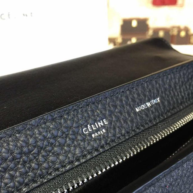 Celine Trapeze Top Handle Medium Bag Grained Calfskin with Suede Leather Pre-Fall Winter 2016 Collection Black