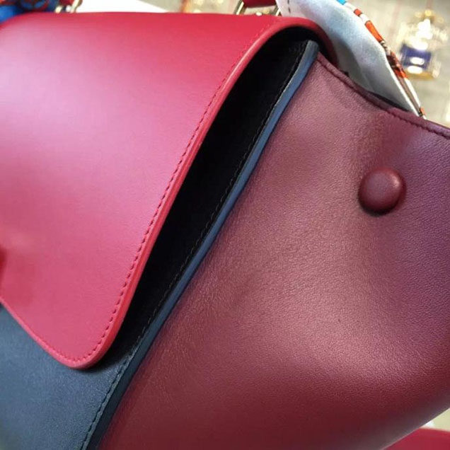 Celine Trapeze Top Handle Small Bag Smooth Calfskin with Suede Leather Pre-Fall Winter 2016 Collection Red Black Burgundy