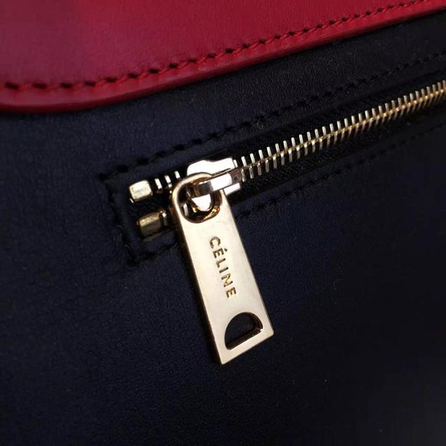 Celine Trapeze Top Handle Small Bag Smooth Calfskin with Suede Leather Pre-Fall Winter 2016 Collection Red Black Burgundy