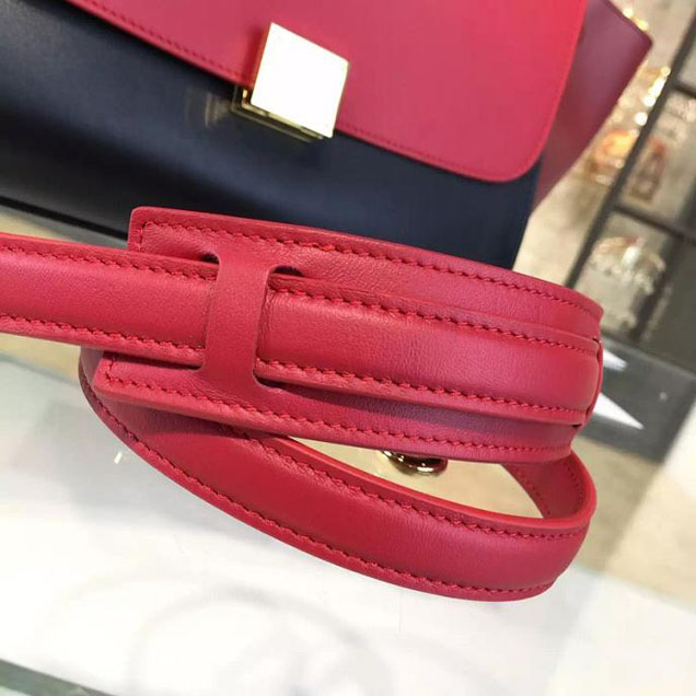 Celine Trapeze Top Handle Small Bag Smooth Calfskin with Suede Leather Pre-Fall Winter 2016 Collection Red Black Burgundy