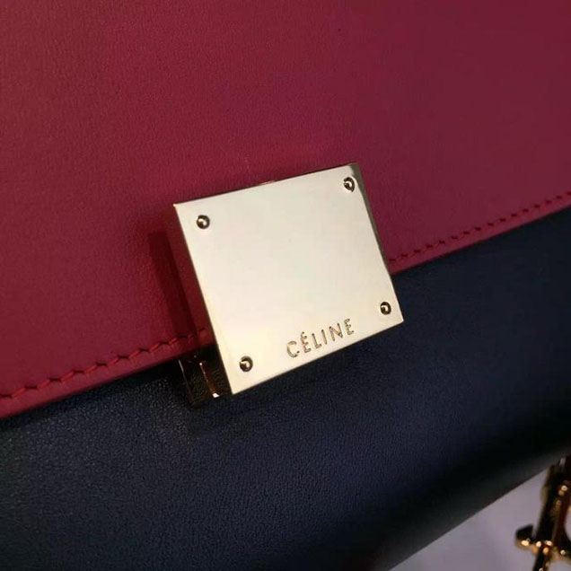 Celine Trapeze Top Handle Small Bag Smooth Calfskin with Suede Leather Pre-Fall Winter 2016 Collection Red Black Burgundy