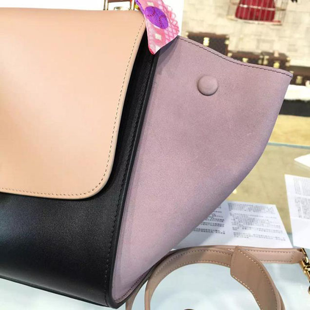 Celine Trapeze Top Handle Small Bag Grained Calfskin with Suede Leather Pre-Fall Winter 2016 Collection Beige Black Green Lilac