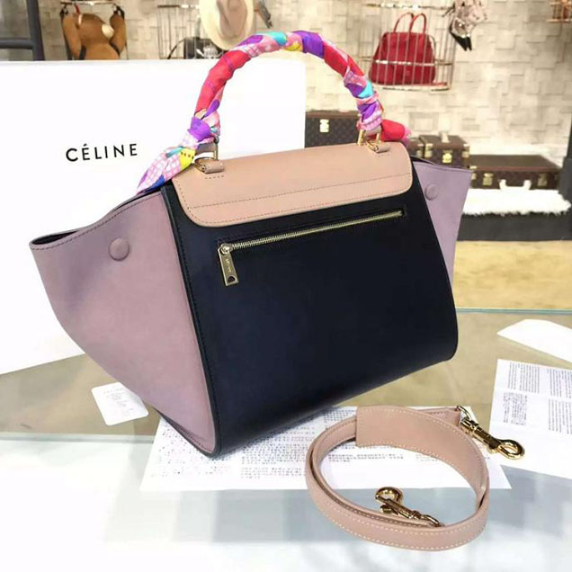 Celine Trapeze Top Handle Small Bag Grained Calfskin with Suede Leather Pre-Fall Winter 2016 Collection Beige Black Green Lilac