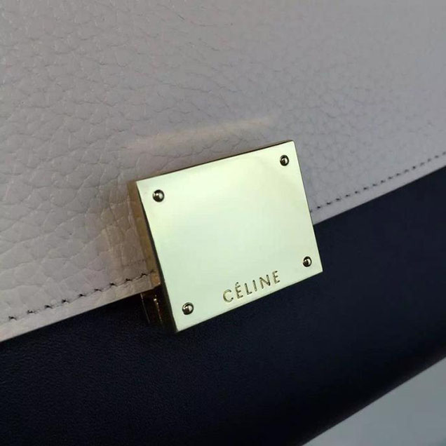 Celine Trapeze Top Handle Small Bag Grained Calfskin with Suede Leather Pre-Fall Winter 2016 Collection White Black Blue