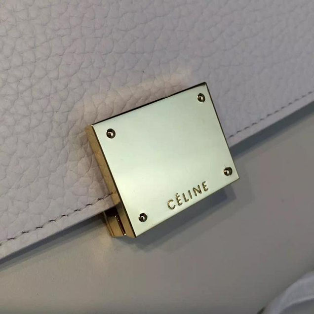 Celine Trapeze Top Handle Small Bag Grained Calfskin with Suede Leather Pre-Fall Winter 2016 Collection White Beige Off White