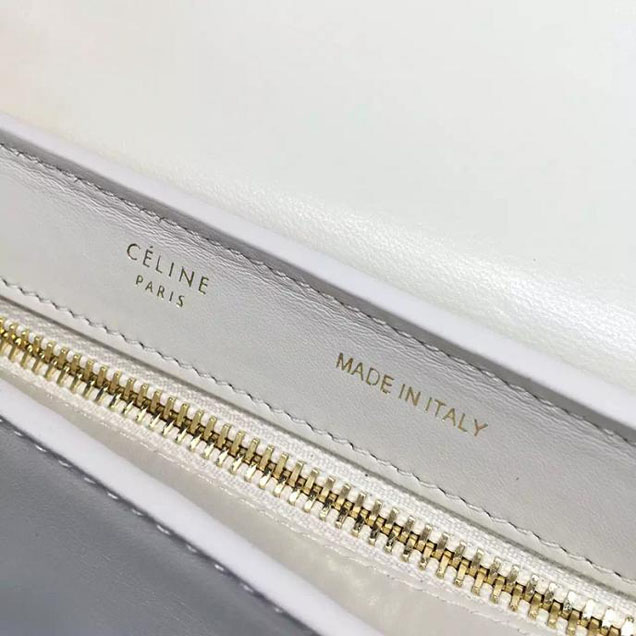 Celine Trapeze Top Handle Small Bag Grained Calfskin with Suede Leather Pre-Fall Winter 2016 Collection White Beige Off White