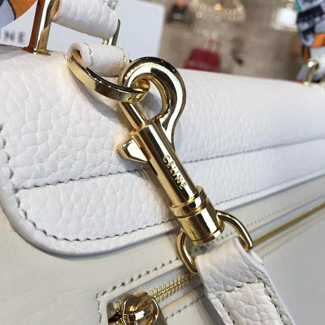 Celine Trapeze Top Handle Small Bag Grained Calfskin with Suede Leather Pre-Fall Winter 2016 Collection White Beige Off White