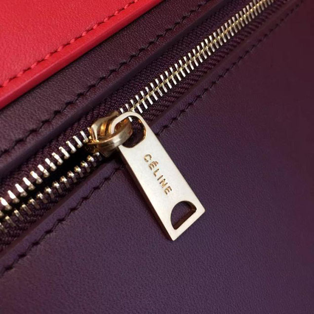 Celine Trapeze Top Handle Small Bag Smooth Calfskin with Suede Leather Pre-Fall Winter 2016 Collection Red Tan Burgundy