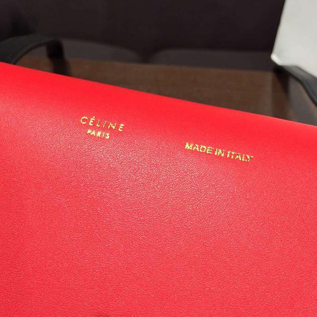 Celine Clutch on Strap Bag Grained Calfskin Pre-Fall Winter 2016 Collection Red Black