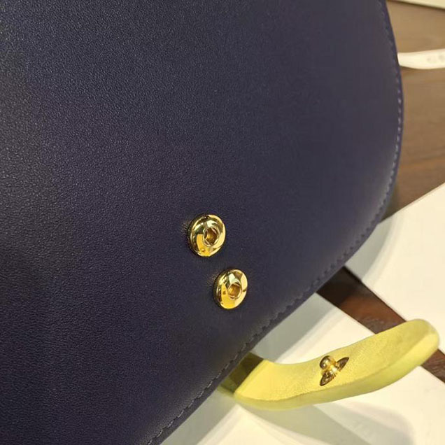 Celine Clutch on Strap Bag Grained Calfskin Pre-Fall Winter 2016 Collection Navy Yellow
