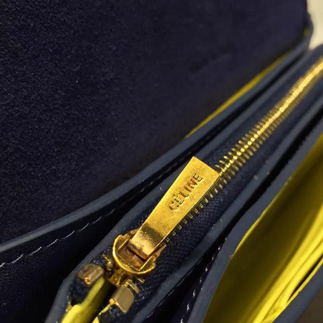 Celine Clutch on Strap Bag Grained Calfskin Pre-Fall Winter 2016 Collection Navy Yellow
