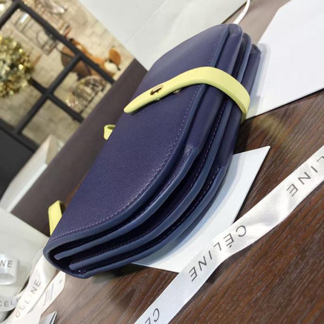 Celine Clutch on Strap Bag Grained Calfskin Pre-Fall Winter 2016 Collection Navy Yellow